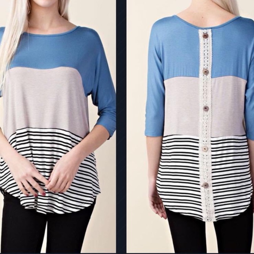 Colorblock top with back detailing, NWT